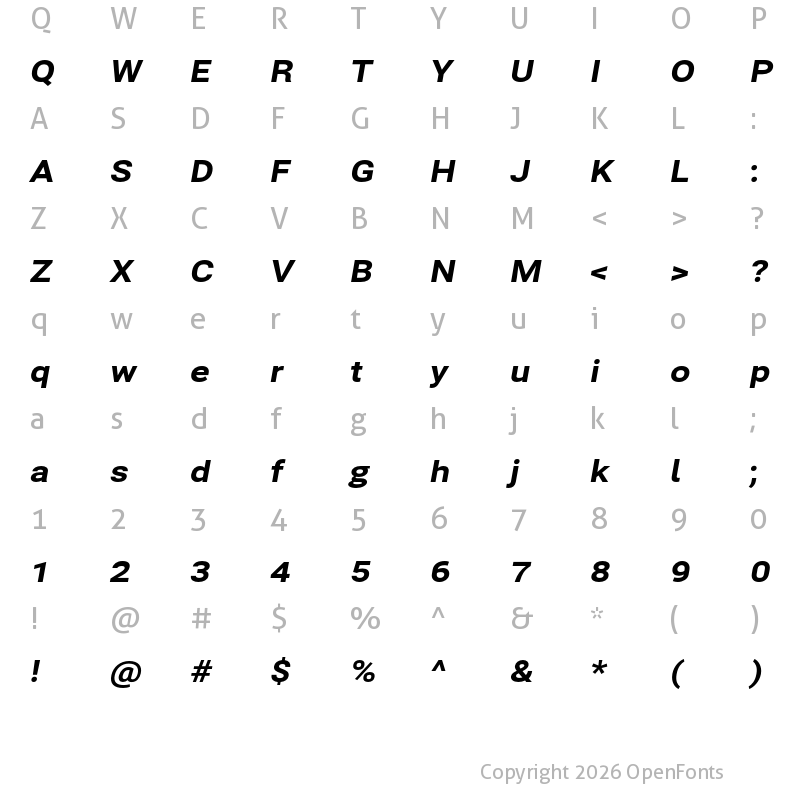 Character Map of Bert Sans Black Italic