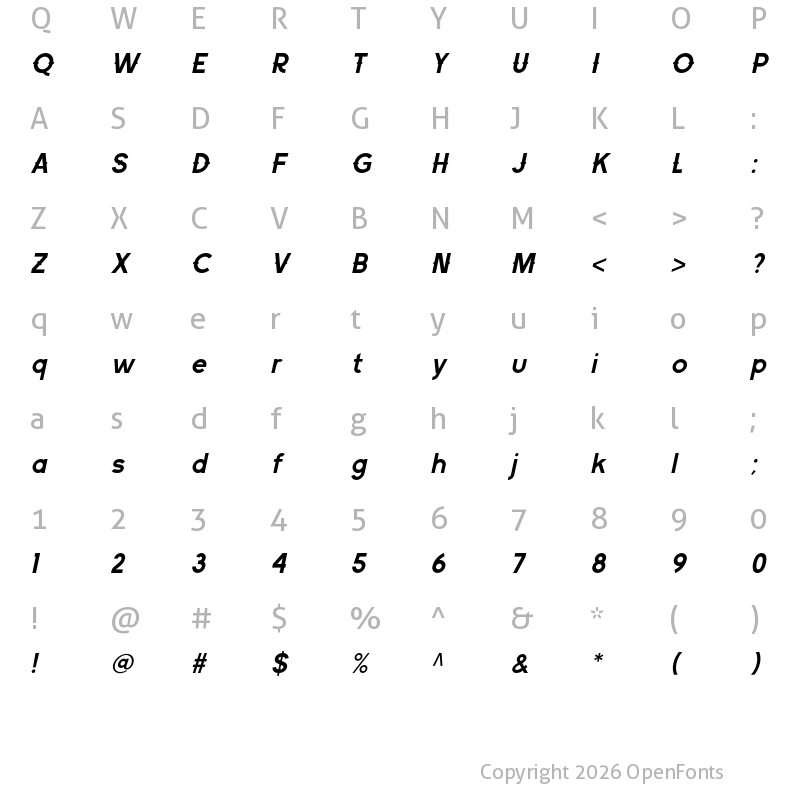 Character Map of Bertha Italic