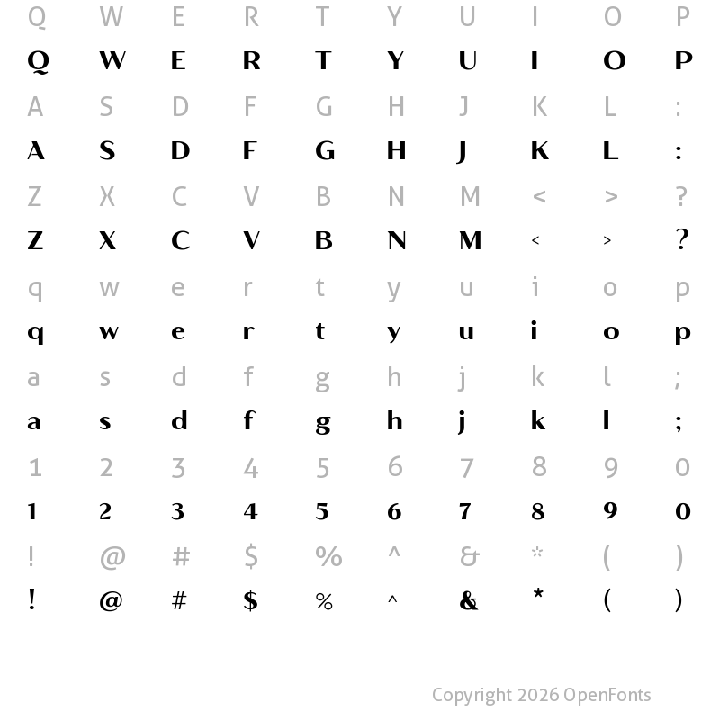 Character Map of Berumias Regular
