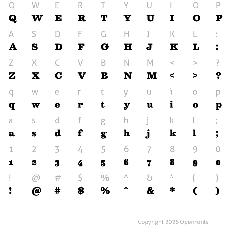 Character Map of Besley* Fatface