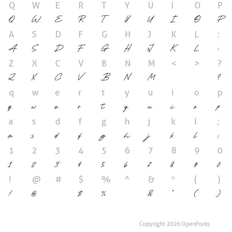 Character Map of Best Wishes Regular