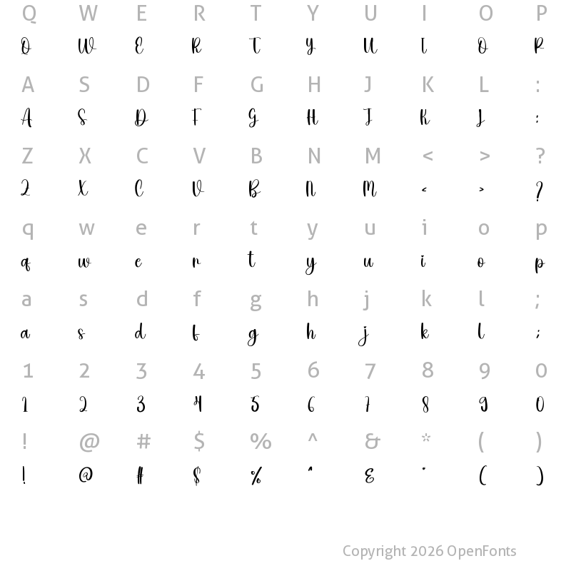 Character Map of Bestie Regular
