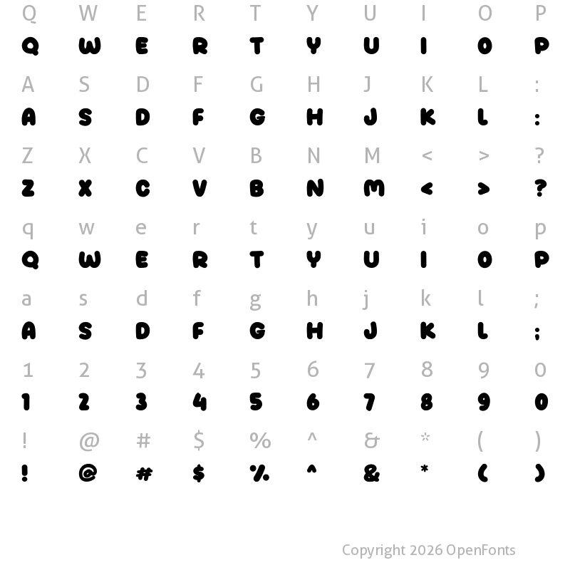 Character Map of Besty Regular