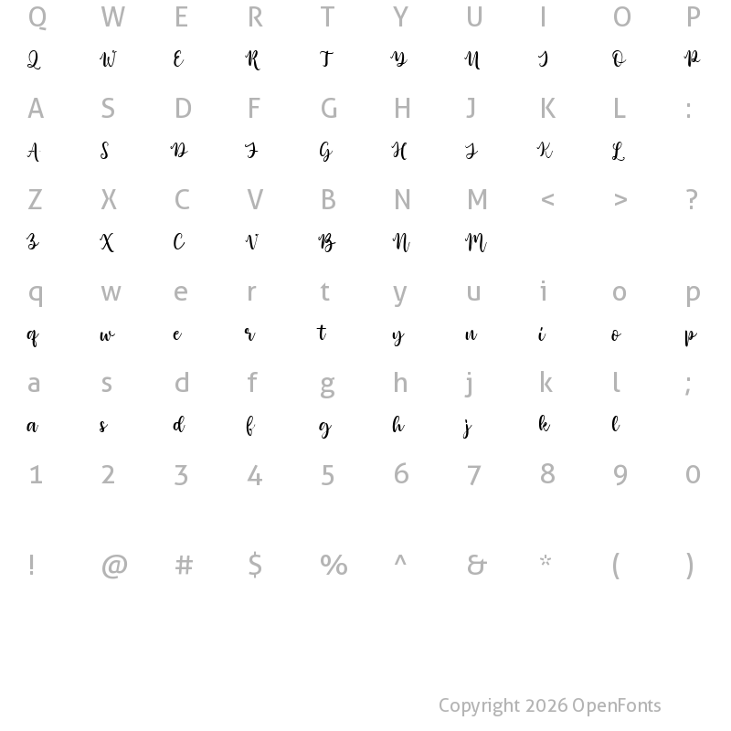 Character Map of Beswash Regular