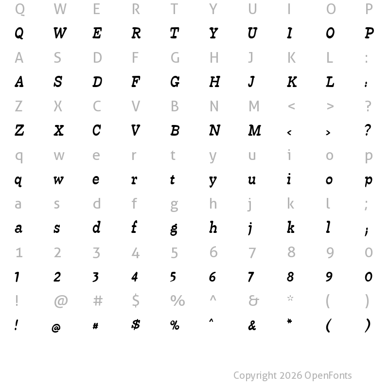 Character Map of Beta54 Regular