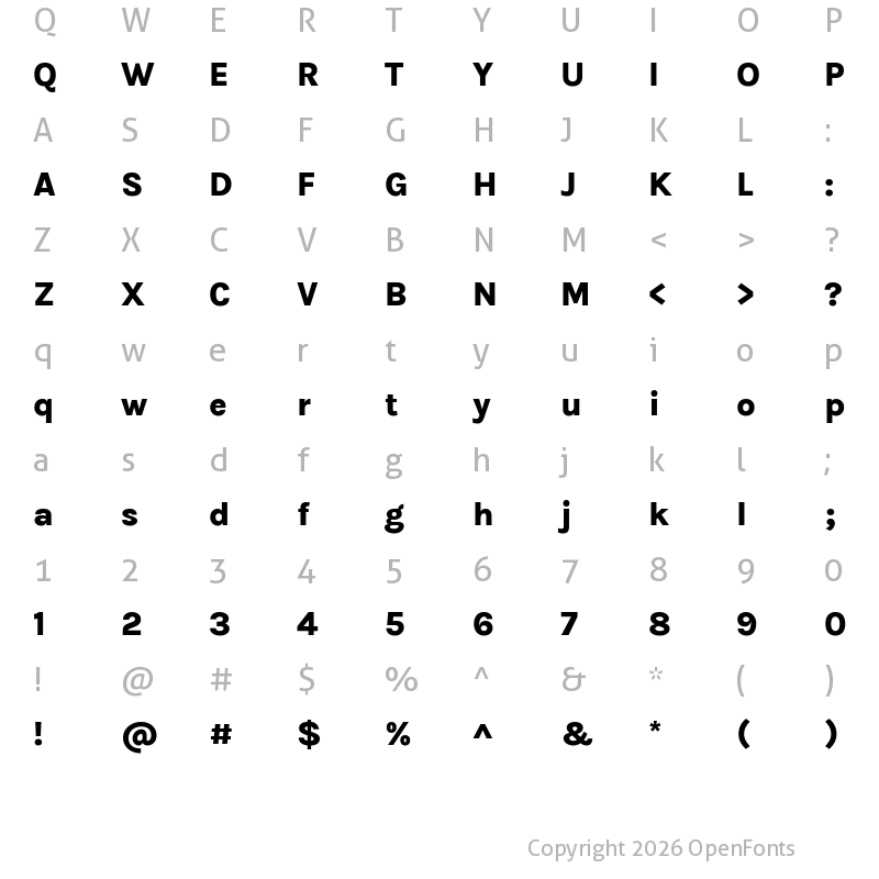 Character Map of Betinya Sans ExtraBold