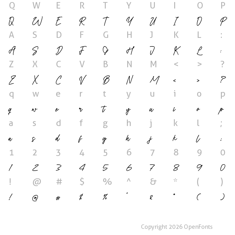 Character Map of Betsy Gilbertos Regular