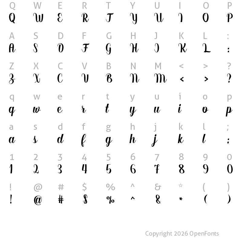 Character Map of Better Days Regular