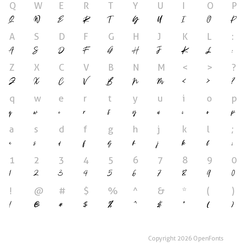 Character Map of Better Rouge Regular