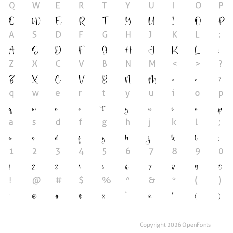 Character Map of Bettista Regular