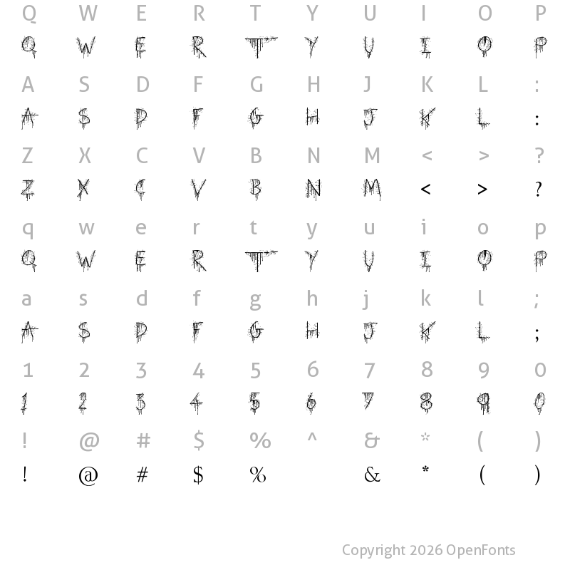 Character Map of Beware of the Hogs Regular