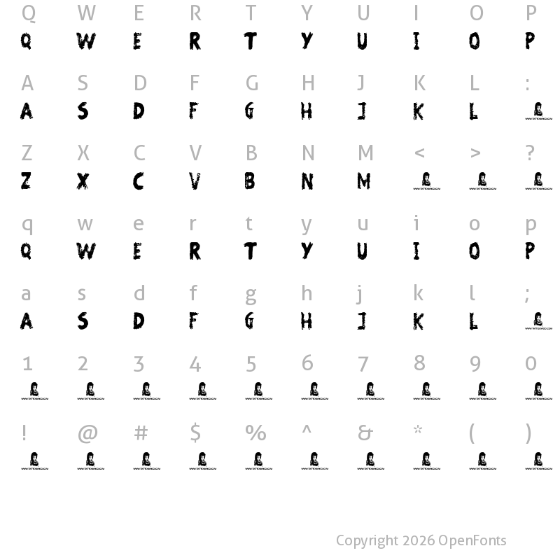 Character Map of Beware of the Zombies Regular