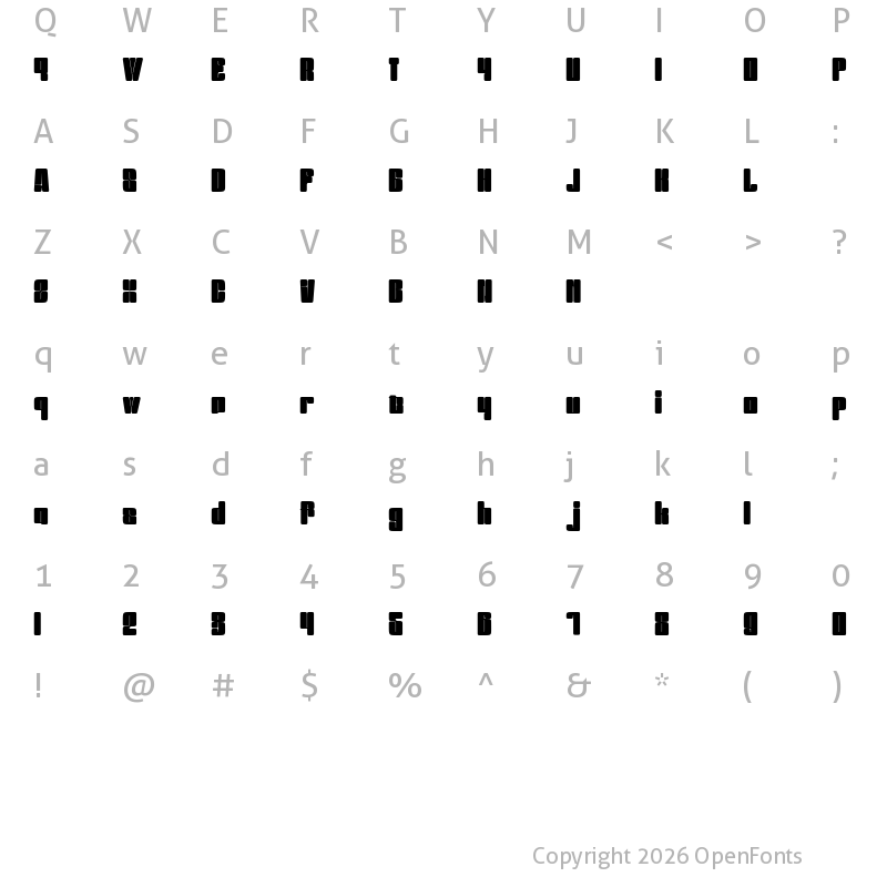 Character Map of Bezamin Harison Regular