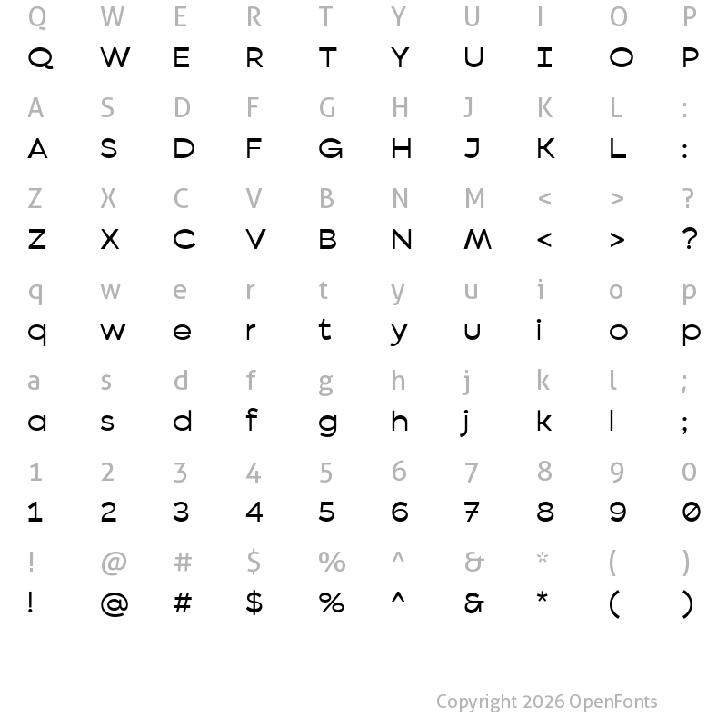 Character Map of Bezier Sans Regular