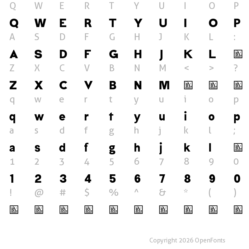 Character Map of Bia Demo Sans Low