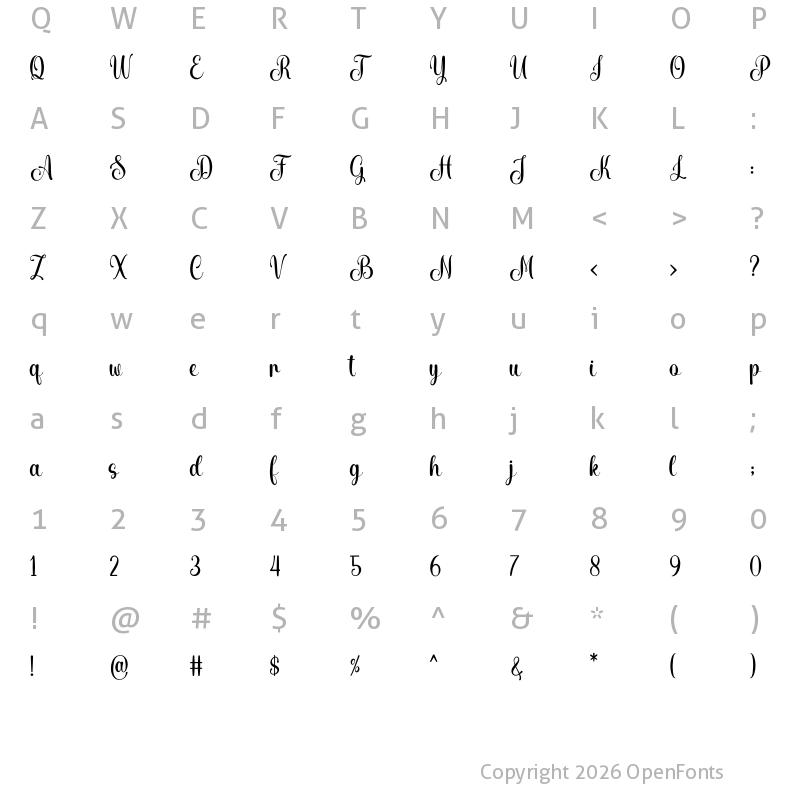 Character Map of Bianca Romantic Regular