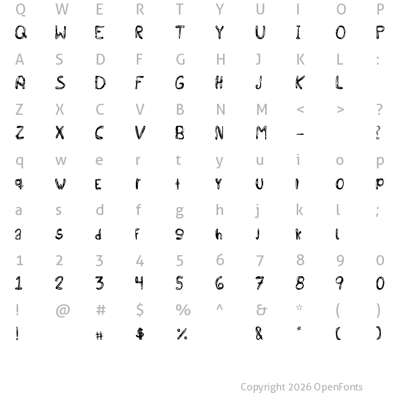 Character Map of BICHOCHOS TYPE Regular