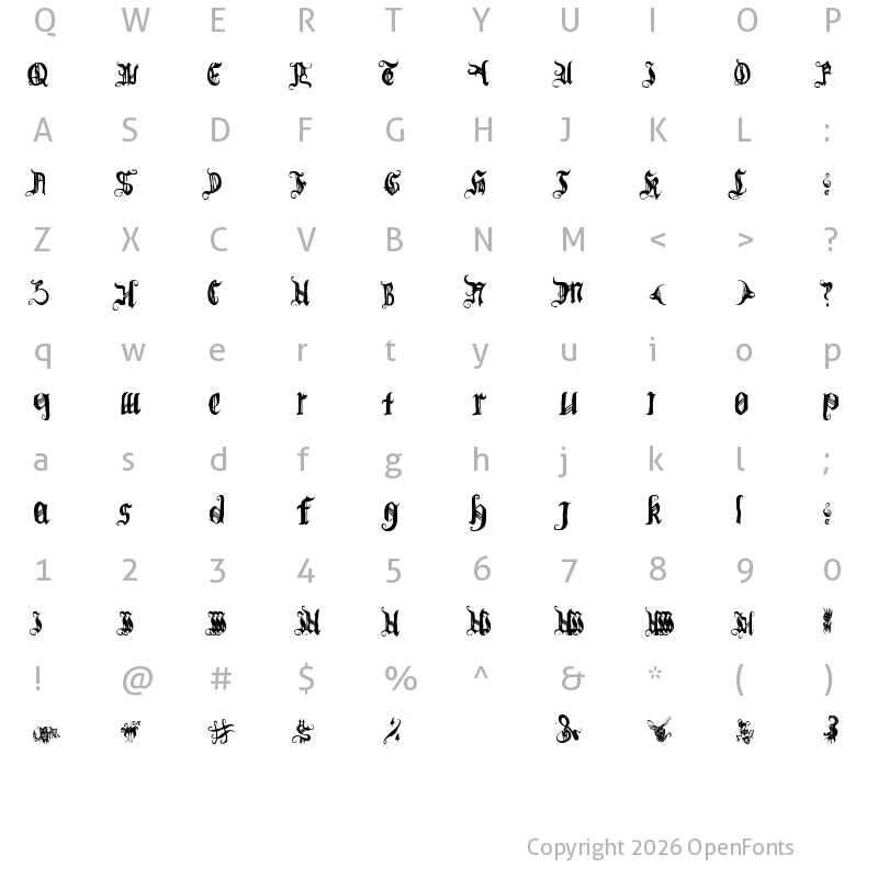 Character Map of (BichOGothic) Regular