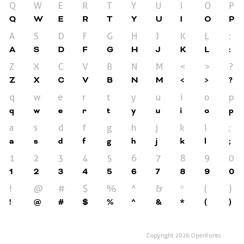 Character Map of Bicyclette Bold