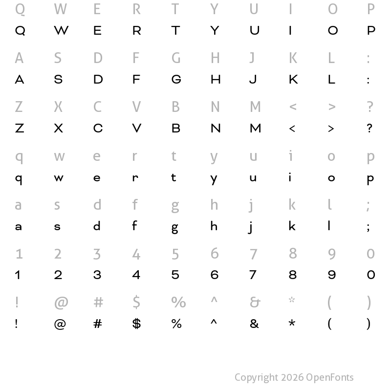 Character Map of Bicyclette Regular