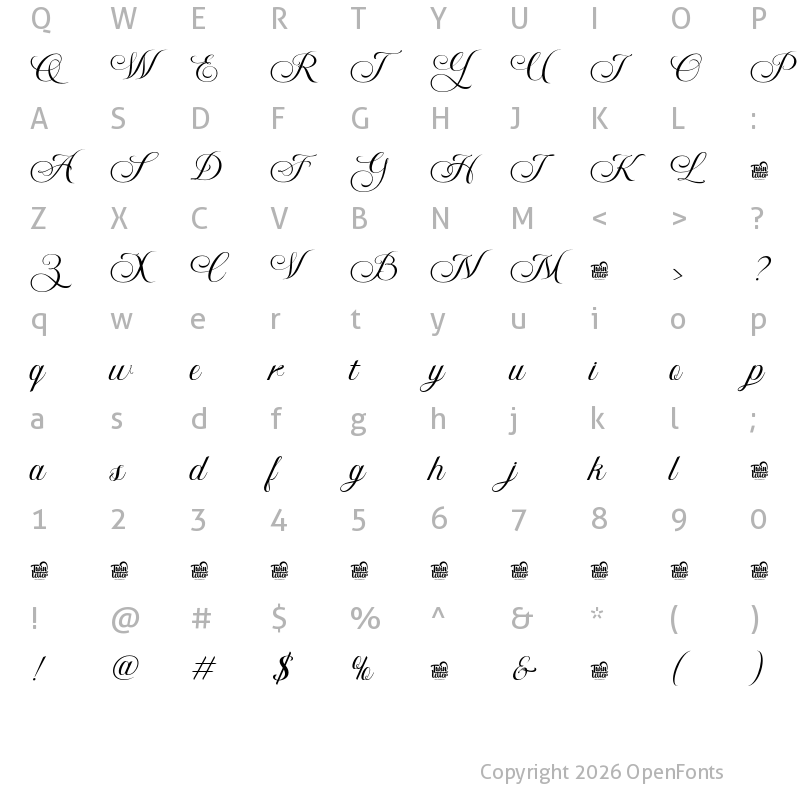 Character Map of Bidena trial Regular