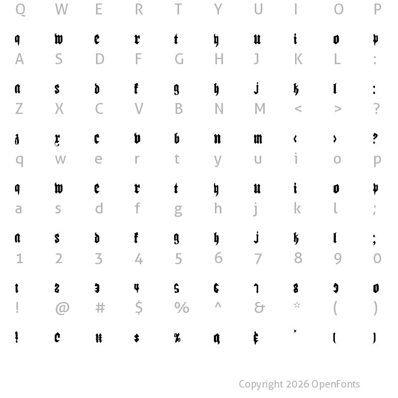 Character Map of Bierg?rten Light Condensed Light Condensed