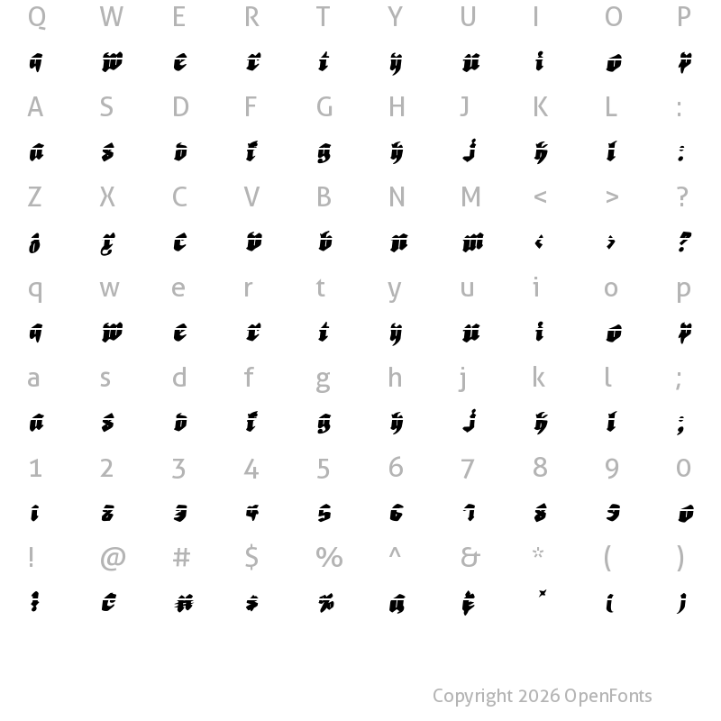 Character Map of Bierg?rten Rotalic Laser Rotalic Laser