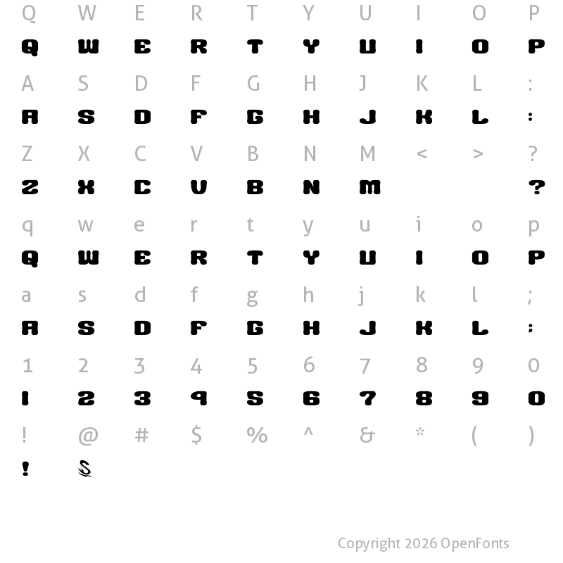 Character Map of BIG BURGER__G Regular