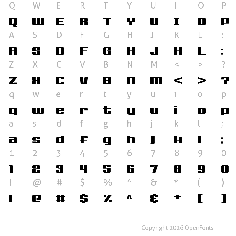 Character Map of Big Old Boldy Regular