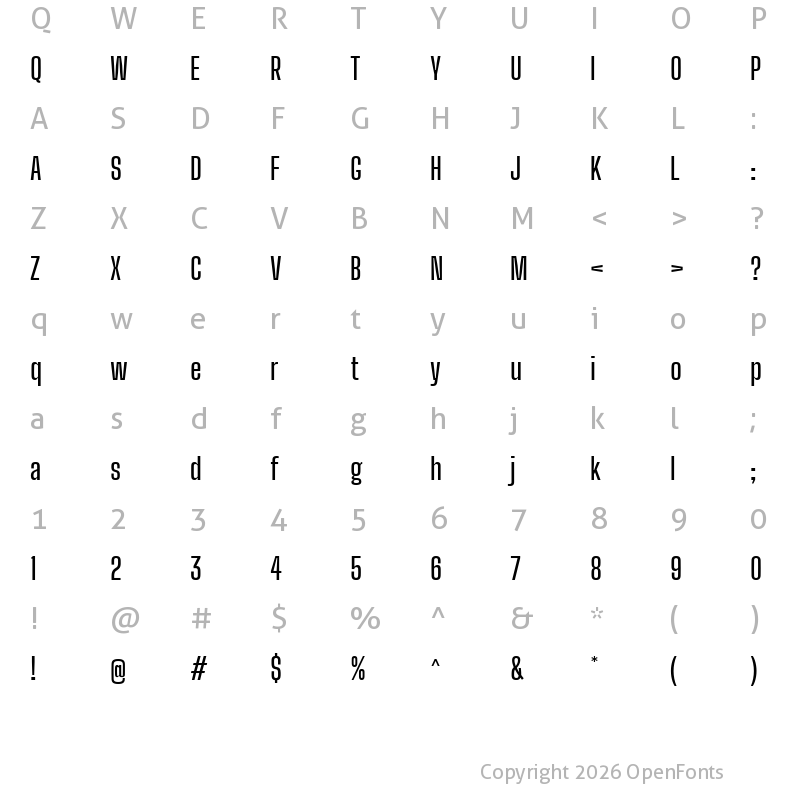 Character Map of Big Shoulders Display SemiBold