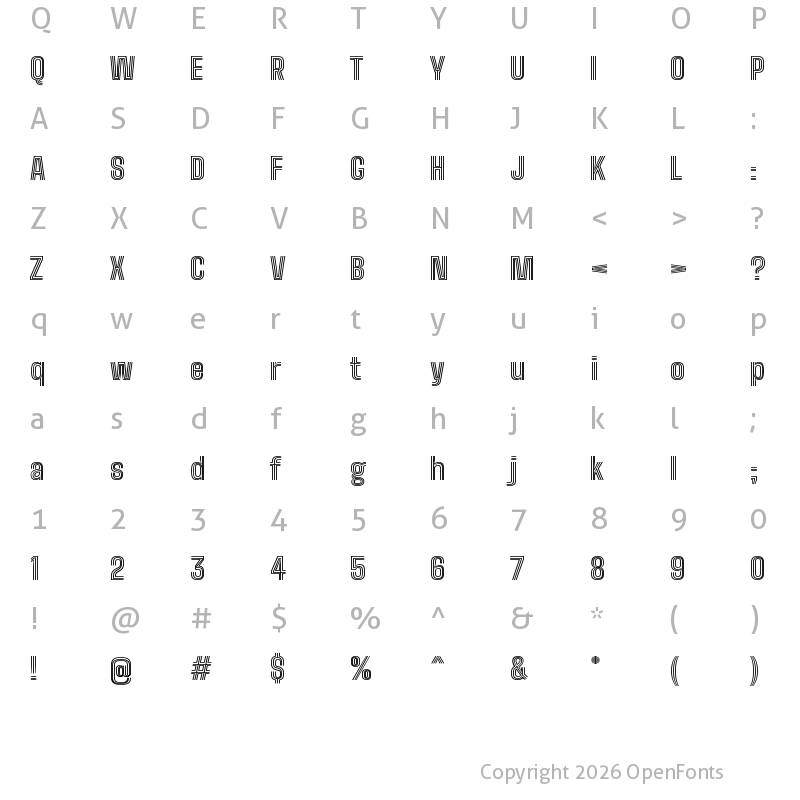 Character Map of Big Shoulders Inline Text Black