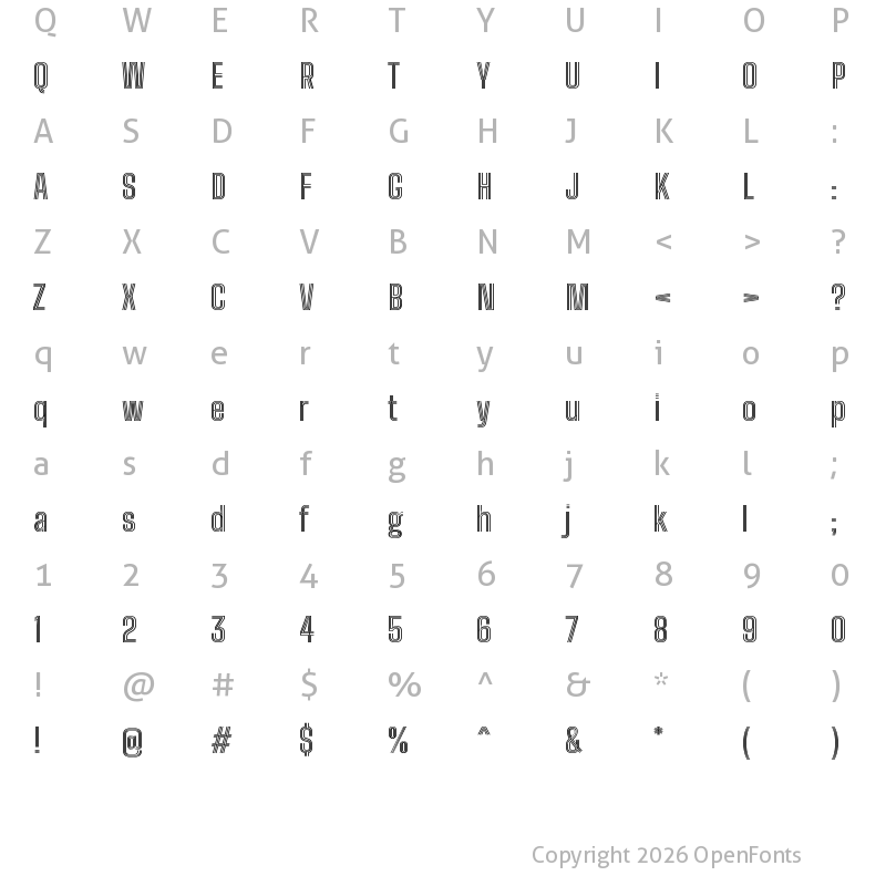 Character Map of Big Shoulders Inline Text Bold