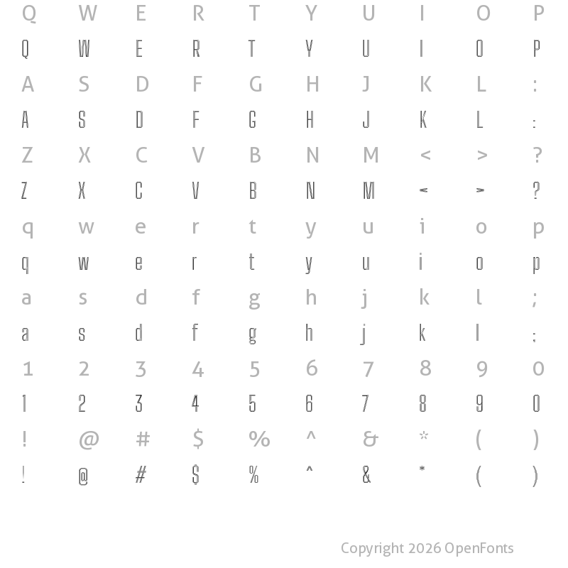 Character Map of Big Shoulders Inline Text Light