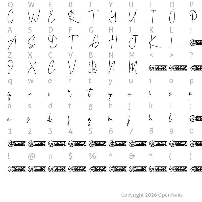 Character Map of Big Spring Demo Regular