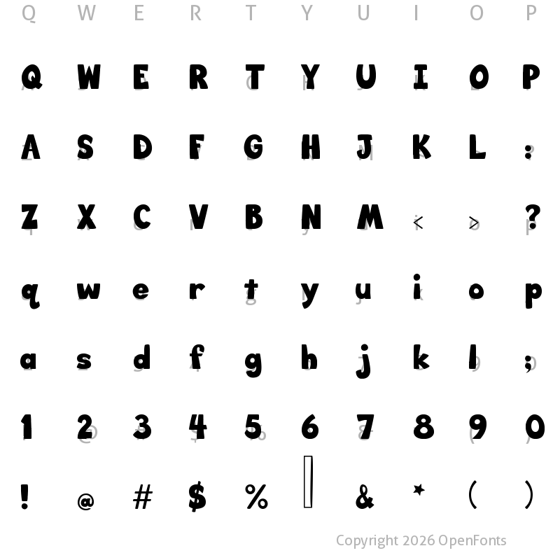 Character Map of Big_Bottom_Cartoon Regular
