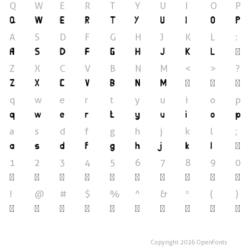 Character Map of BigBOBY Demo Balloons
