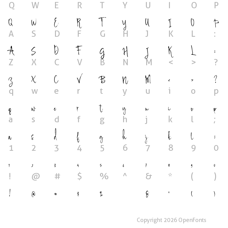 Character Map of Bigbone Brush Regular