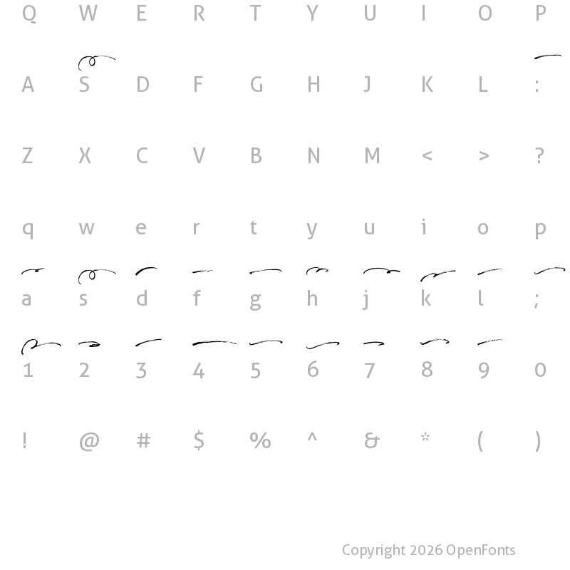 Character Map of Bigbone Swashes Regular