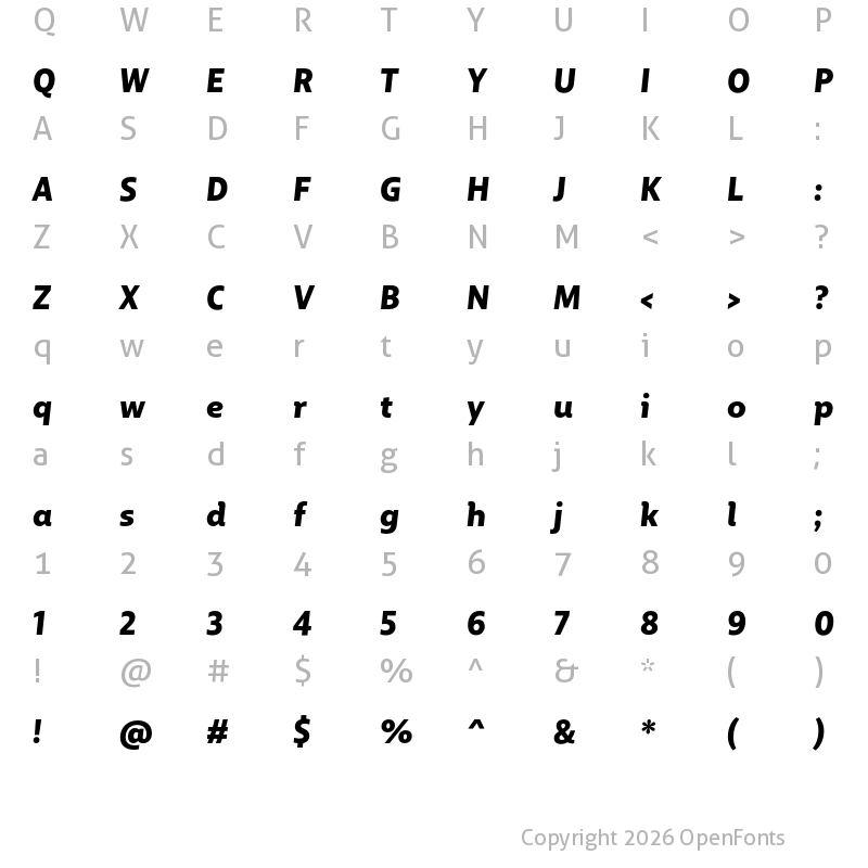 Character Map of BigCity Grotesque Pro Black Italic