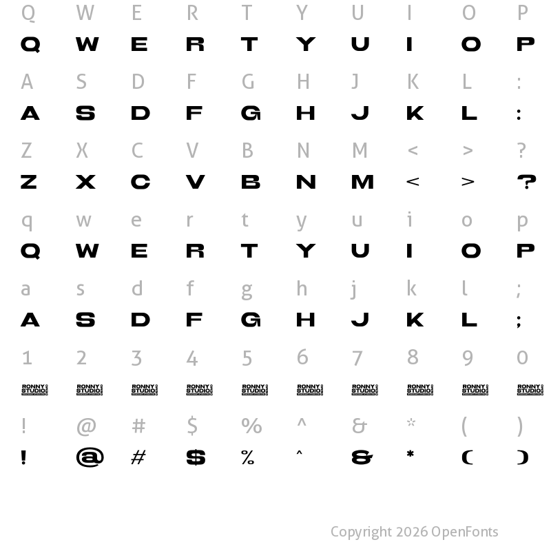 Character Map of Bigerside Expanded Regular