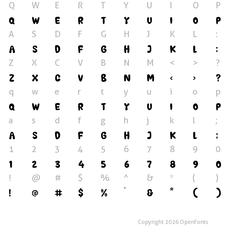 Character Map of BIGGER SUMMER FEST Regular