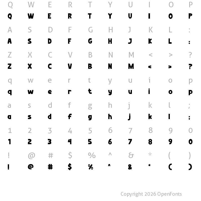 Character Map of Biggy John Regular