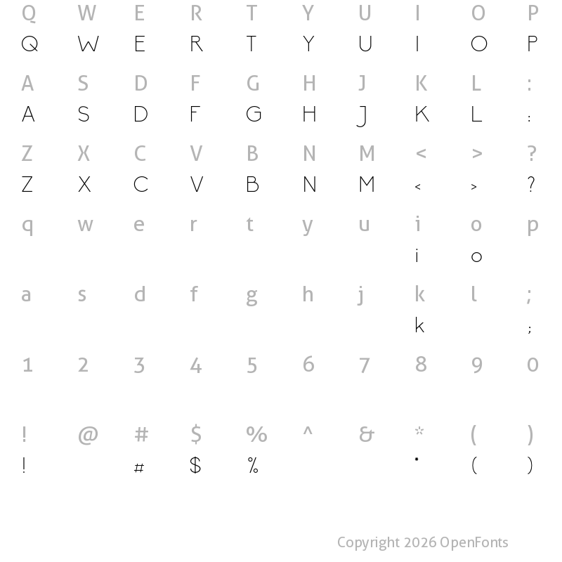 Character Map of Biko Light