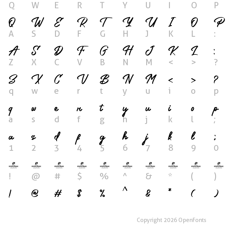 Character Map of Bilground DEMO Regular