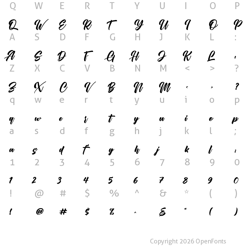 Character Map of Billbreak Regular
