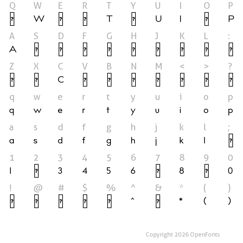 Character Map of billcorpmed-roman ?