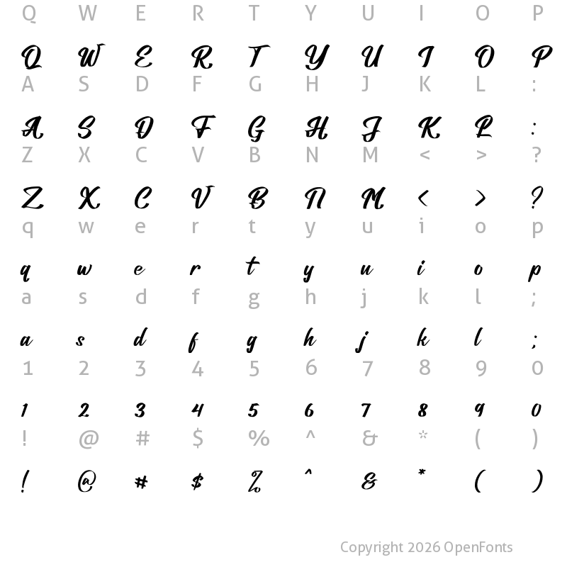 Character Map of Billead Dandy Regular