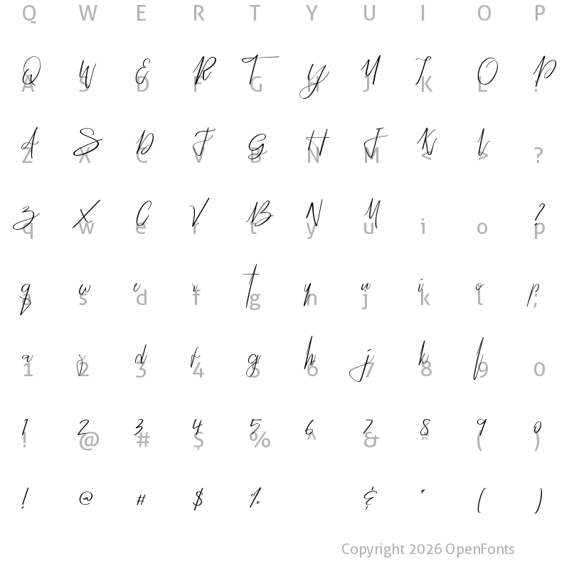 Character Map of Billie Harley Regular