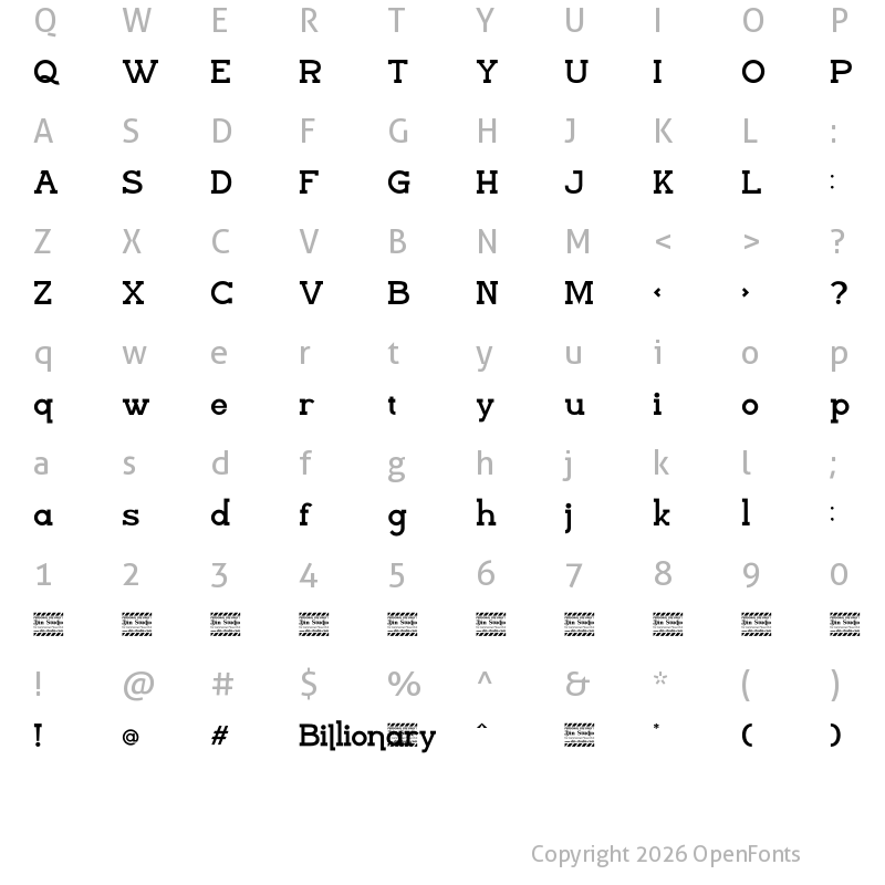 Character Map of Billionary Regular