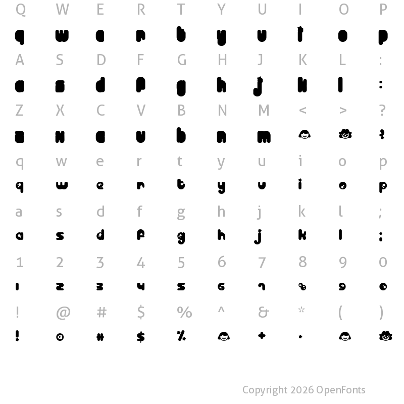 Character Map of Billo Regular